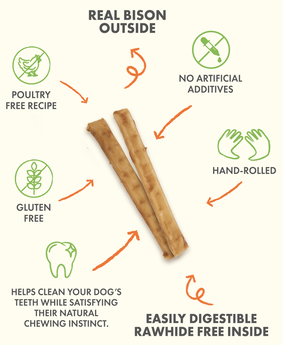 Canine Naturals Hide Free Bison Chews Dog Treat