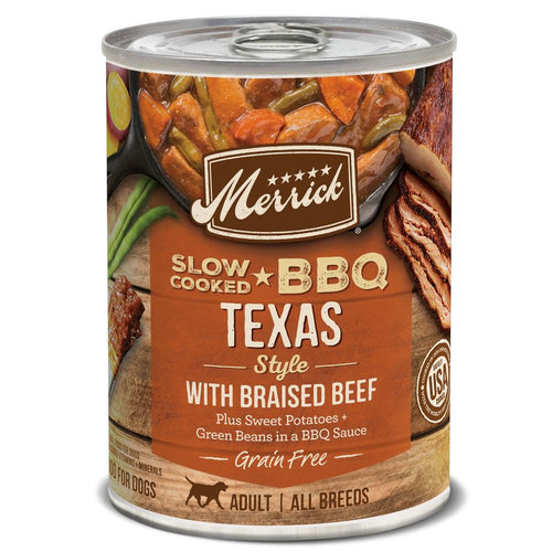 Merrick Grain Free Slow Cooked BBQ Texas Style Beef Recipe Canned Dog Food