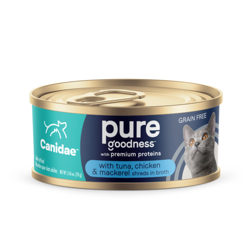 CANIDAE® PURE With Tuna, Chicken and Mackerel in Broth Wet Cat Food (2.46 oz, single)