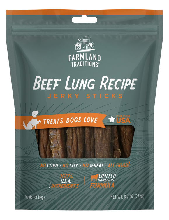 Farmland Traditions Beef Lung Recipe Jerky Sticks Dog Treats