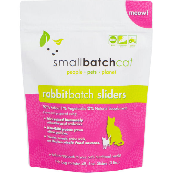 Smallbatch Frozen RabbitBatch Cat Food (3 Lb Sliders)