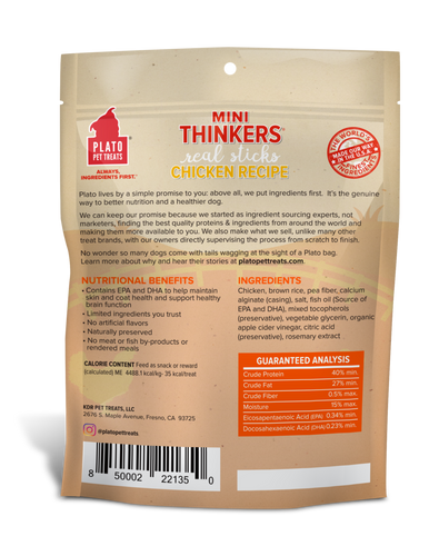 Plato Mini Thinkers Chicken Meat Stick Dog Treats