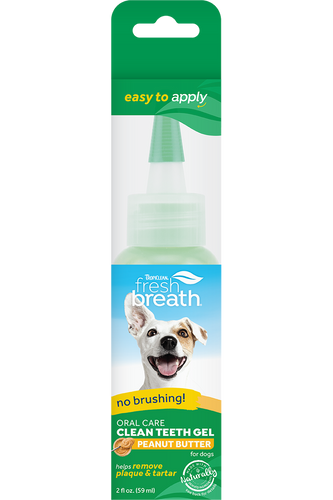 TropiClean Fresh Breath No Brushing Peanut Butter Flavor Clean Teeth Dental & Oral Care Gel for Dogs