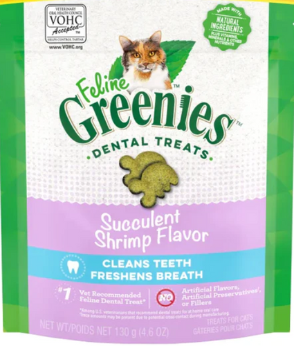 FELINE GREENIES Succulent Shrimp Flavored Dental Treats