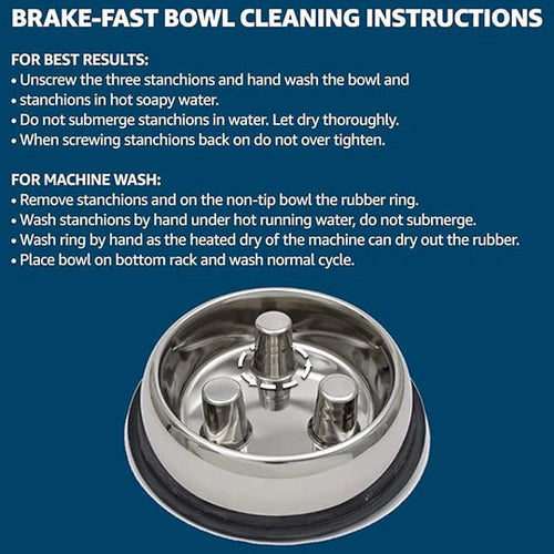 Brake-Fast Standard Stainless-Steel Slow Feed Dog Bowl