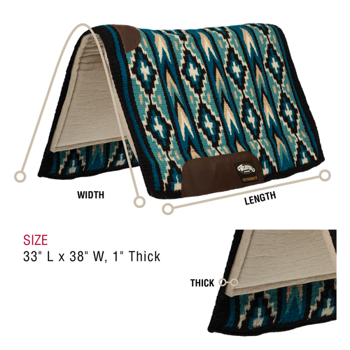 Weaver Synergy Blanket-Top Wool Felt Saddle Pad in Brown, Turquoise, Black, Purple Southwestern Patterns