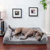 FurHaven Sofa Dog Bed - Two-Tone Faux Fur & Suede