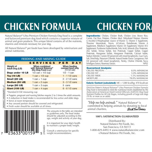 Natural Balance Ultra Premium Chicken Formula Canned Dog Food Tucson AZ Arizona Feed Country Stores