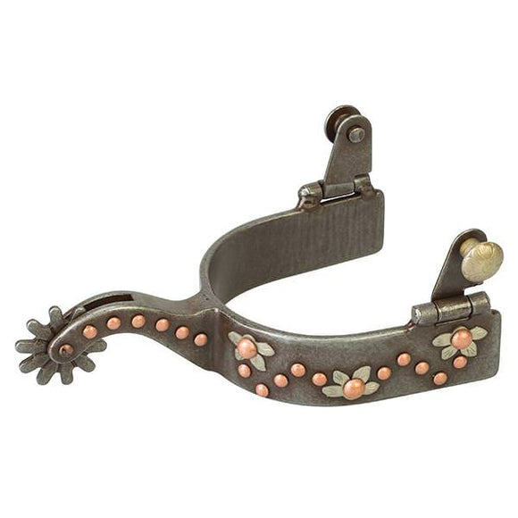 Weaver Mens Spur with German Silver Floral Trim and Copper Accents (1
